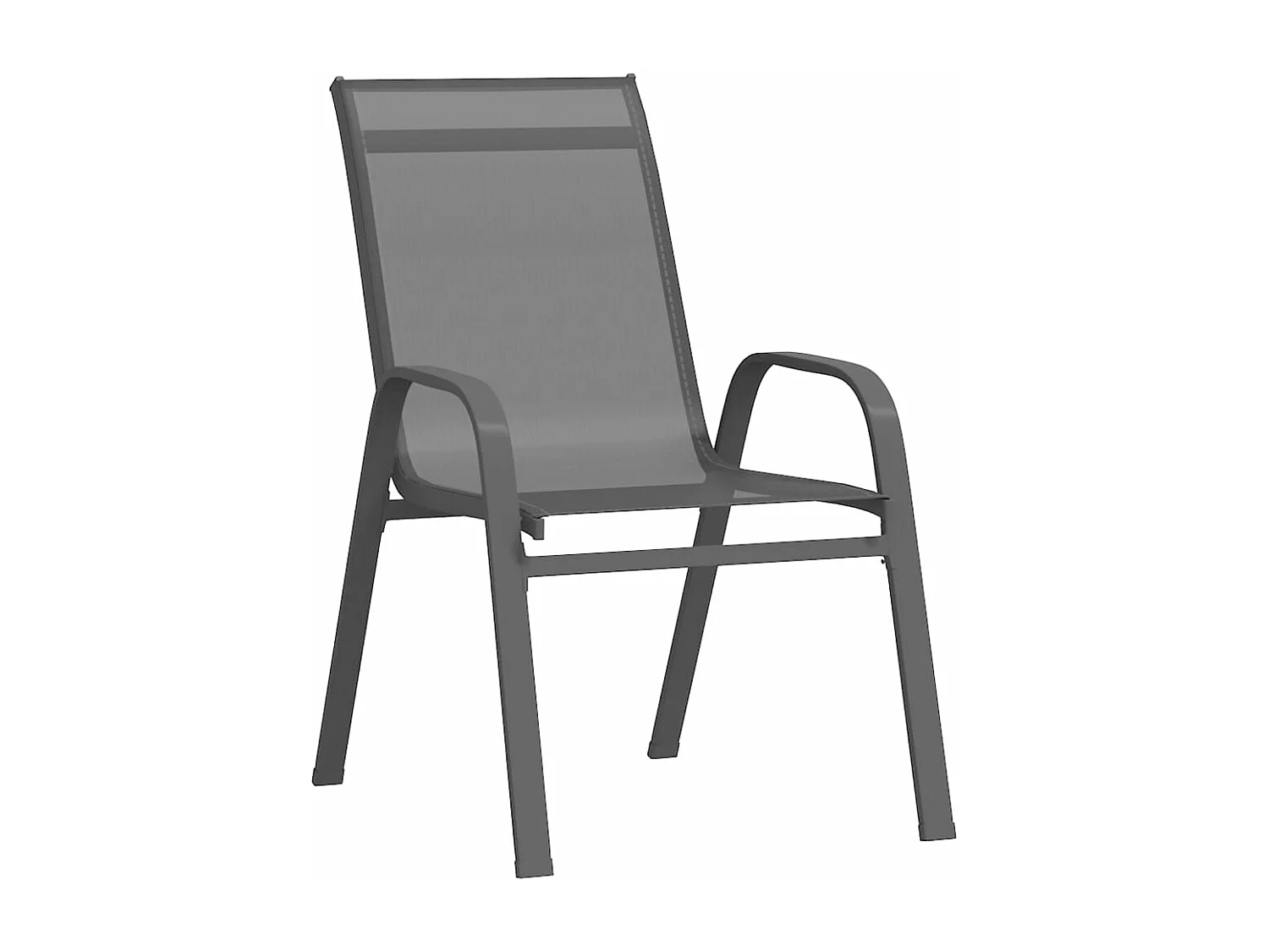 Chaises empilables de jardin 2 pcs Gris Tissu textilène