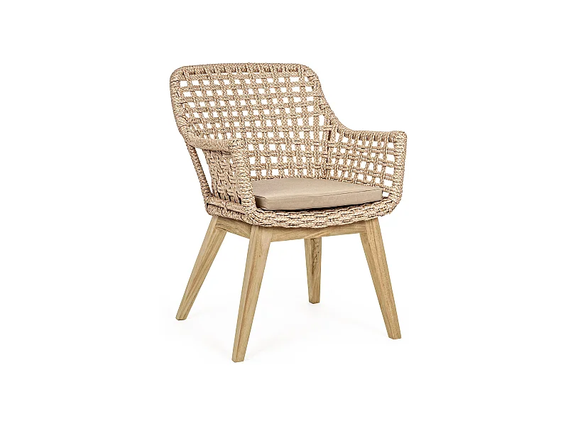 Fauteuil de jardin aluminium et tresse en fibre Raz - Lot de 2