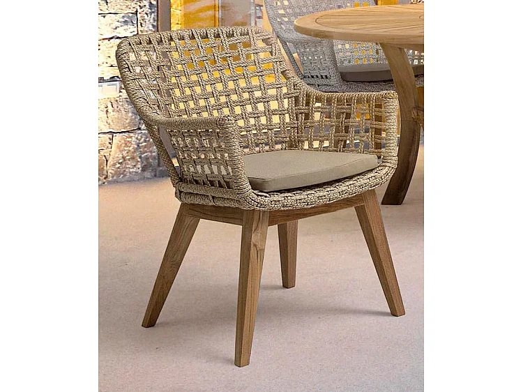 Fauteuil de jardin aluminium et tresse en fibre Raz - Lot de 2