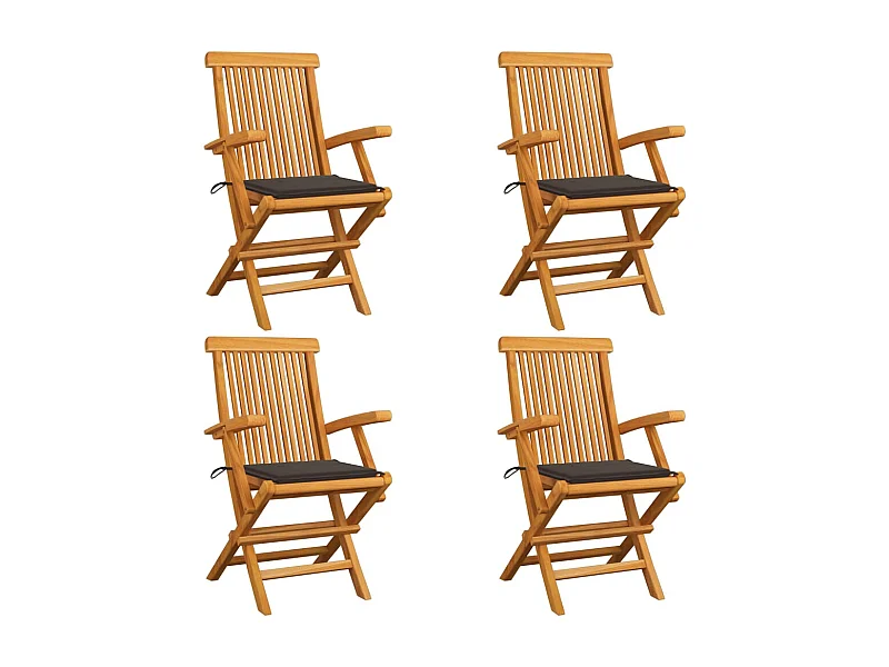 Chaises de jardin avec coussins taupe 4 pcs Bois de teck massif 4