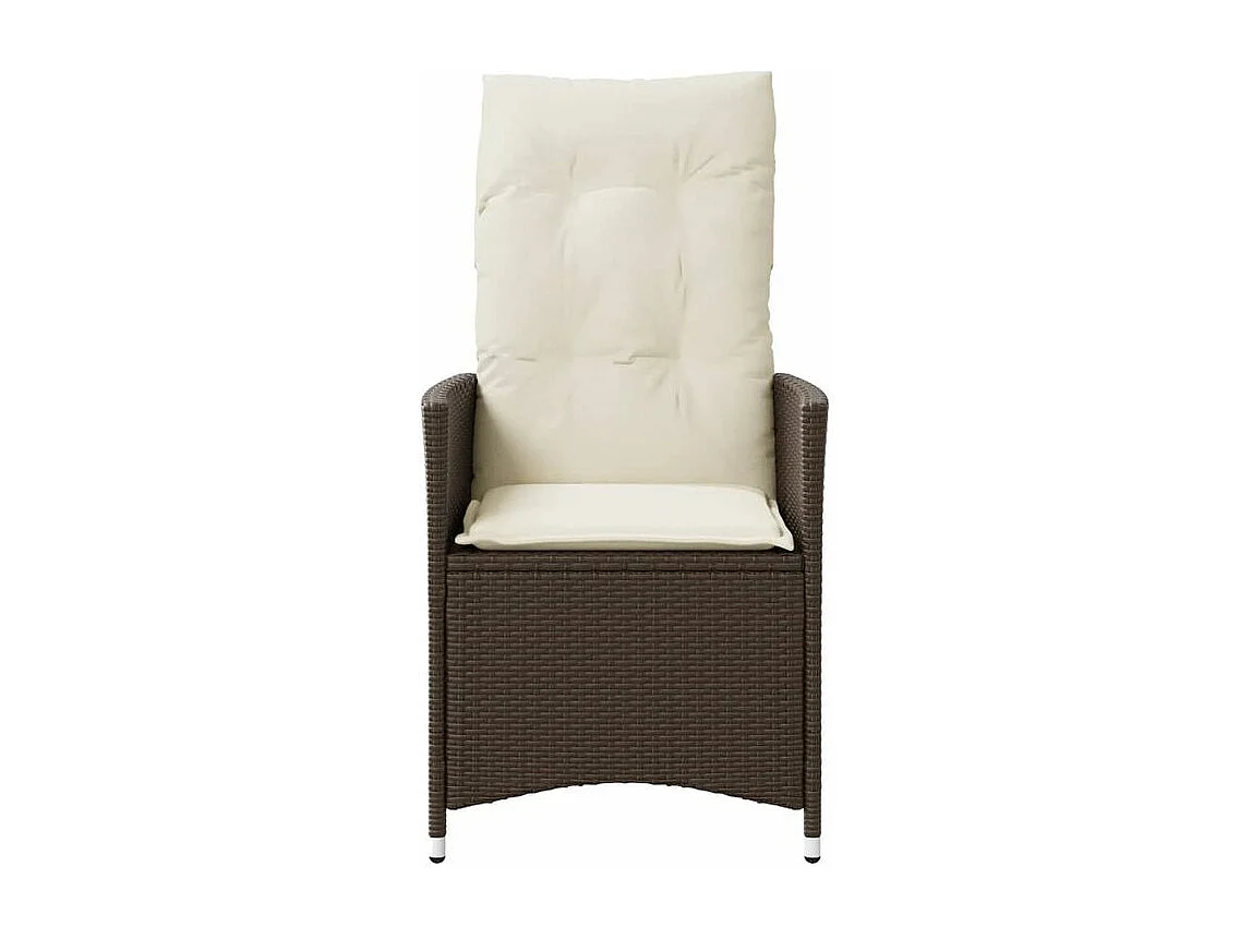 Chaises inclinables de jardin lot de 2 et coussins marron rotin