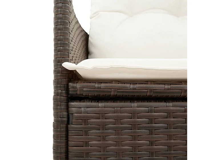 Chaises inclinables de jardin lot de 2 et coussins marron rotin