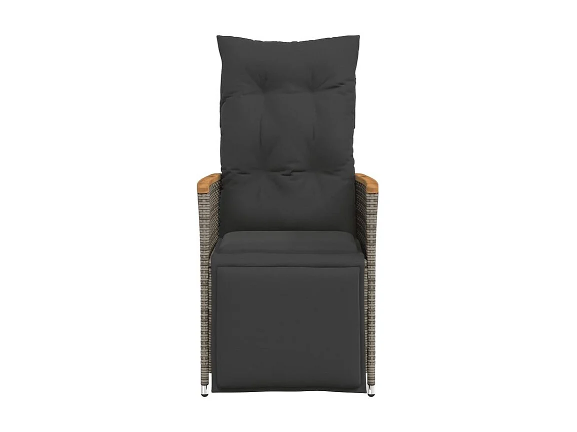 Chaises inclinables de jardin lot de 2 et coussins gris rotin