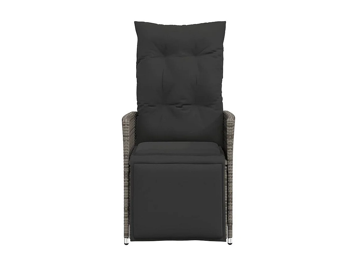 Chaise inclinable de jardin avec coussins gris résine tressée