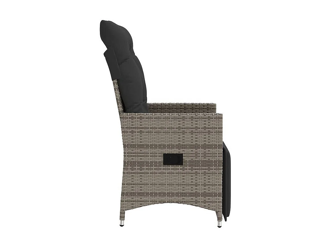 Chaise inclinable de jardin avec coussins gris résine tressée