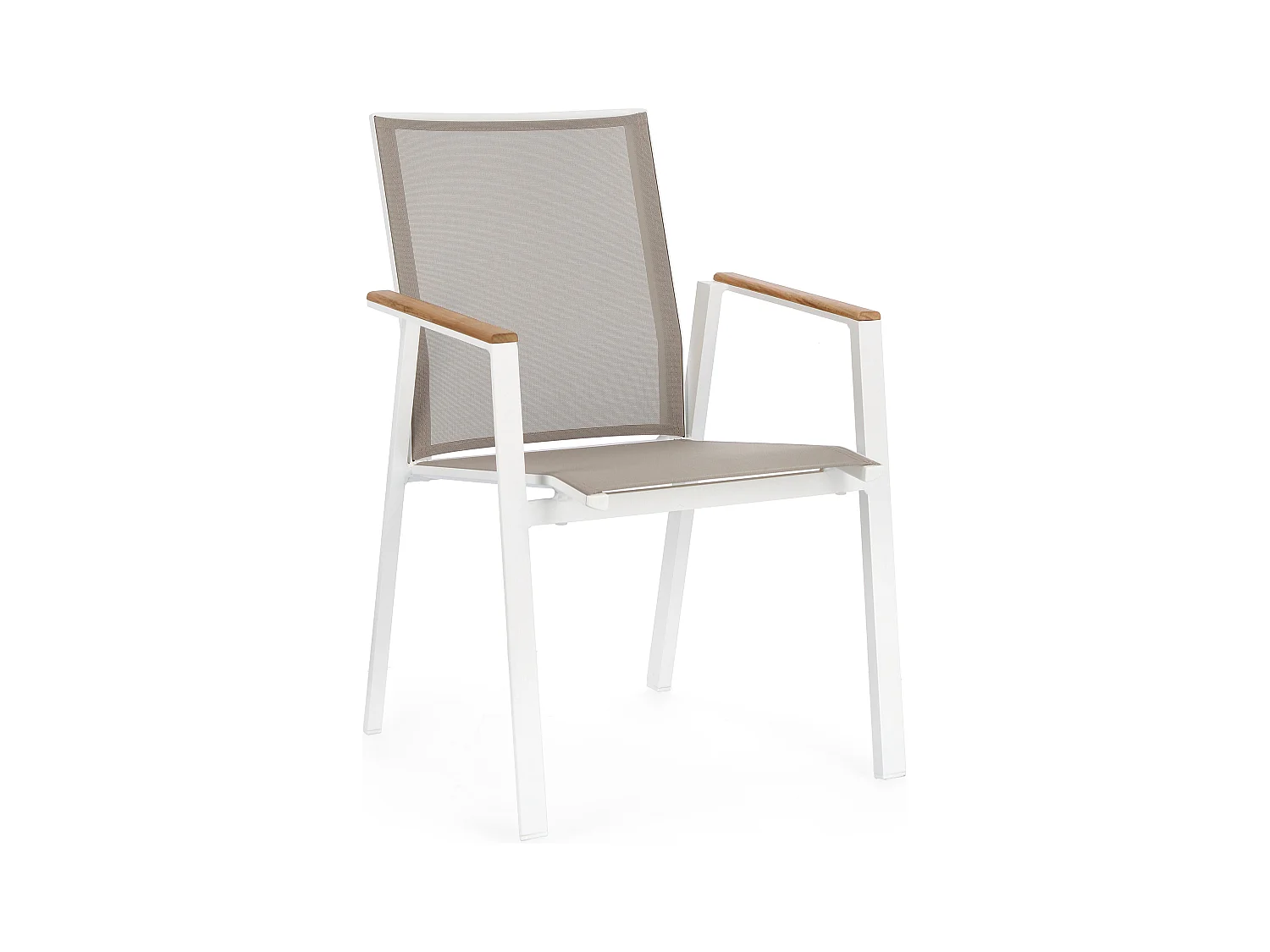 Chaise de jardin avec accoudoir aluminium blanc Kamera - Lot de 4