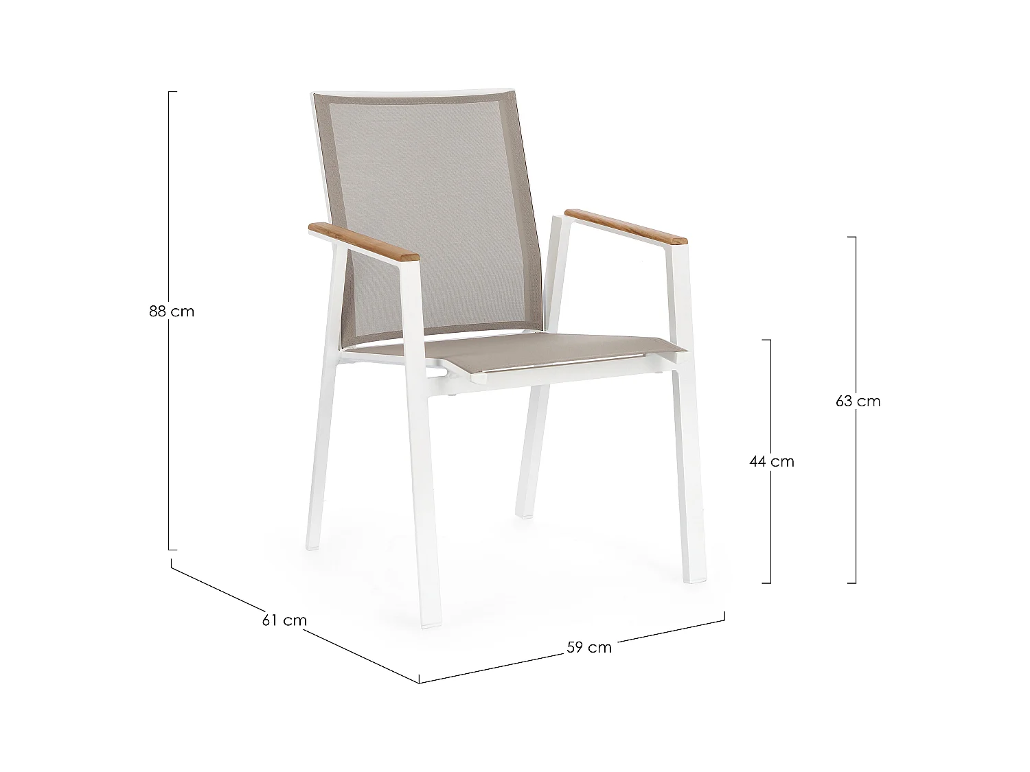Kamera tuinstoel met witte aluminium armleuning - Set van 4