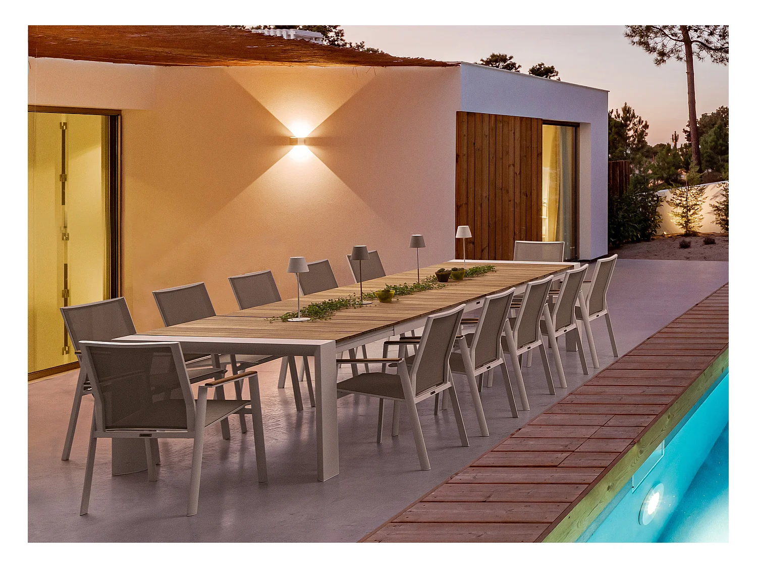 Kamera tuinstoel met witte aluminium armleuning - Set van 4