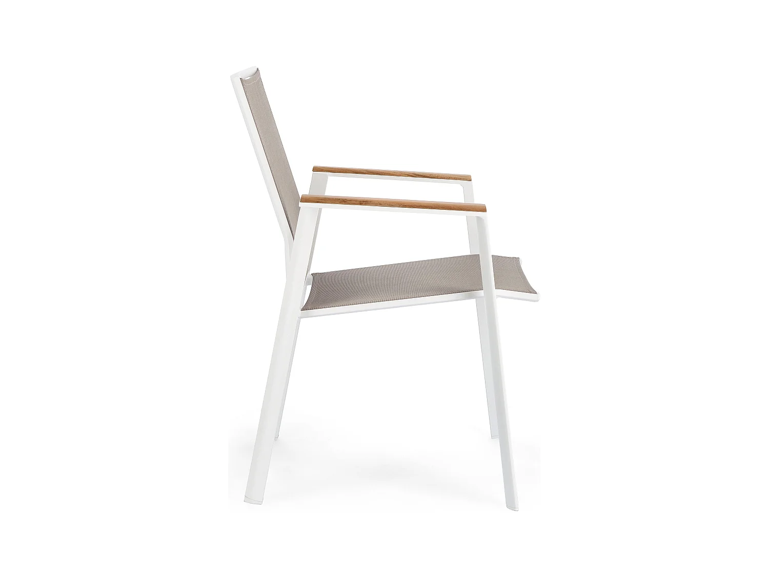 Kamera tuinstoel met witte aluminium armleuning - Set van 4