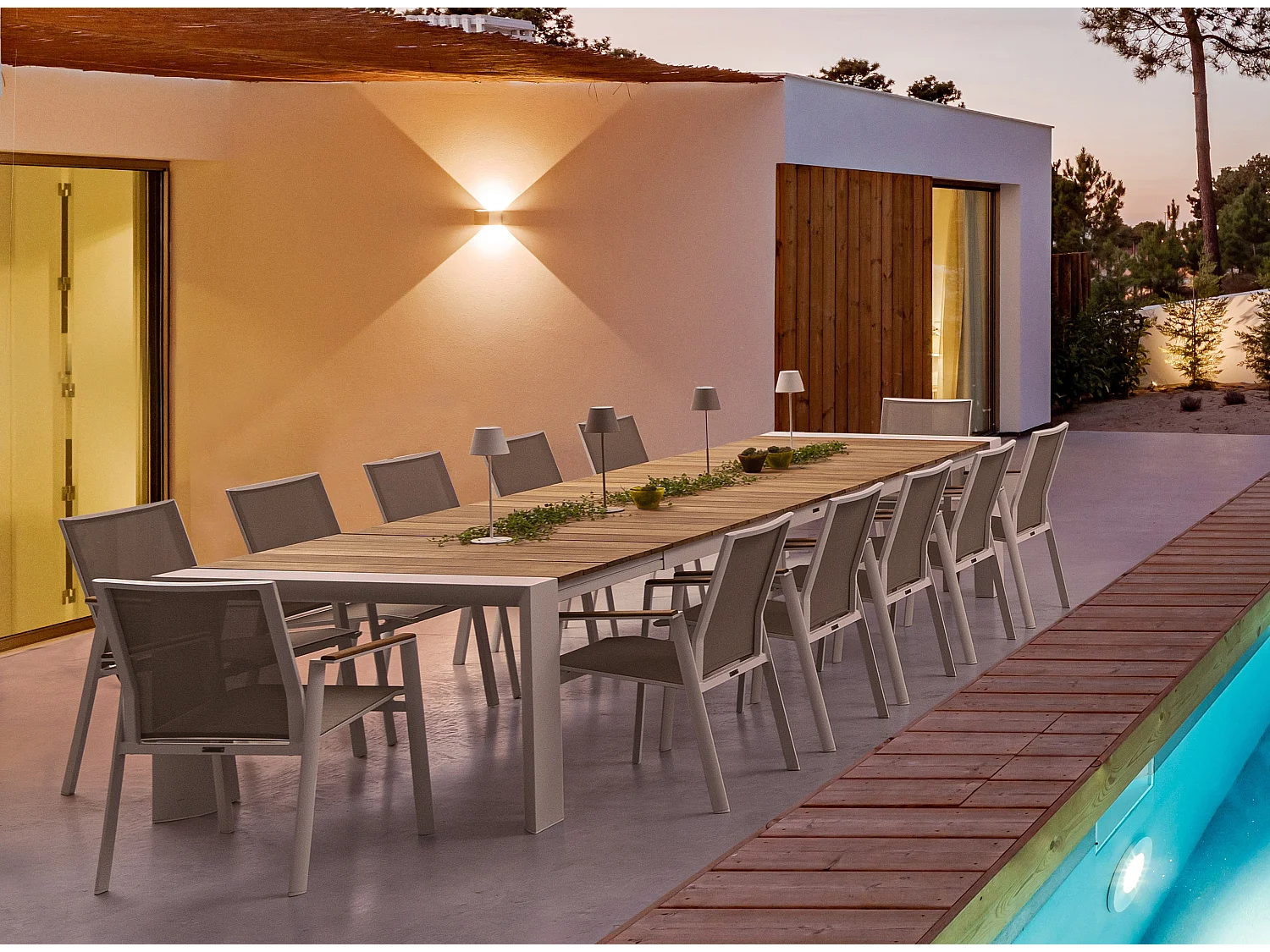 Kamera tuinstoel met witte aluminium armleuning - Set van 4