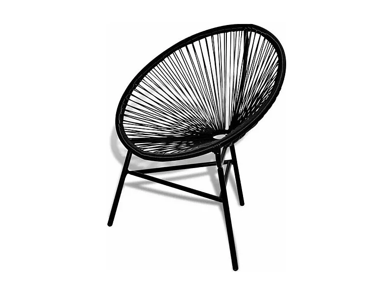 Chaise de jardin resine tressée noire et pieds métal Roela