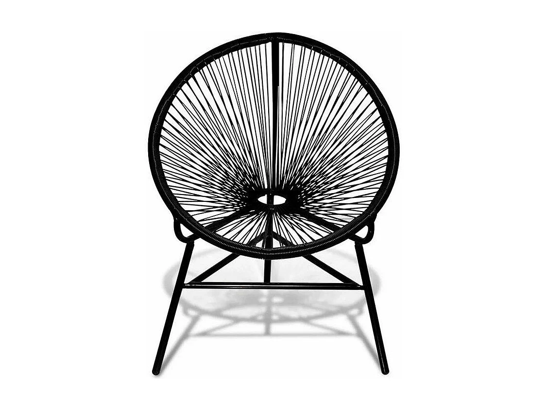 Chaise de jardin resine tressée noire et pieds métal Roela