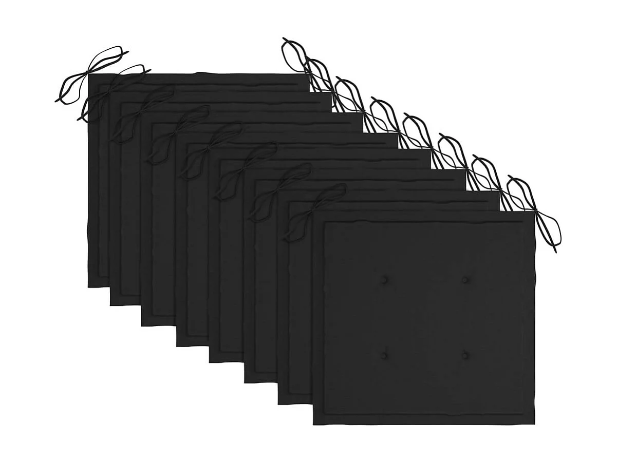 Chaises de jardin avec coussins noir 8 pcs Bois de teck massif