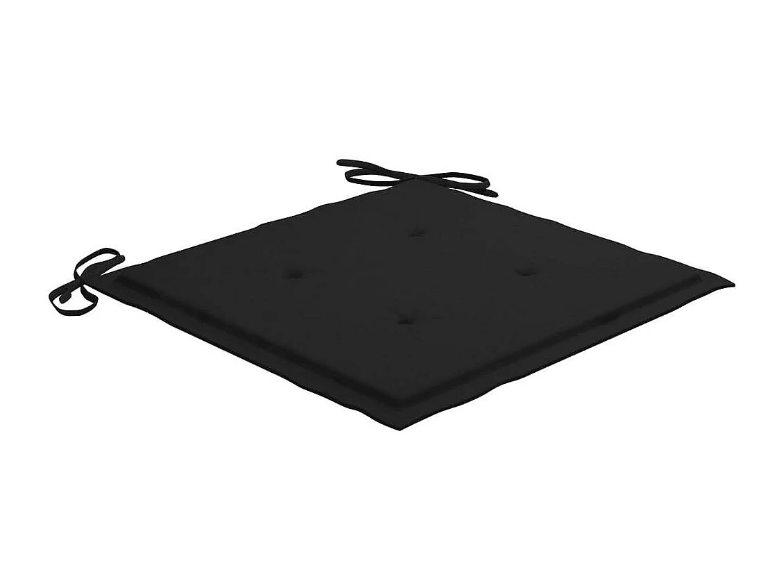 Chaises de jardin avec coussins noir 8 pcs Bois de teck massif