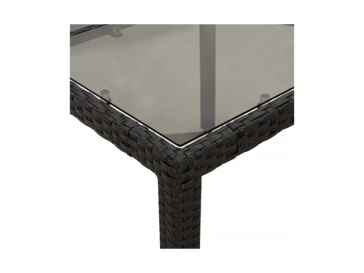 Ensemble à manger de jardin et coussins 5 pcs noir rotin verre