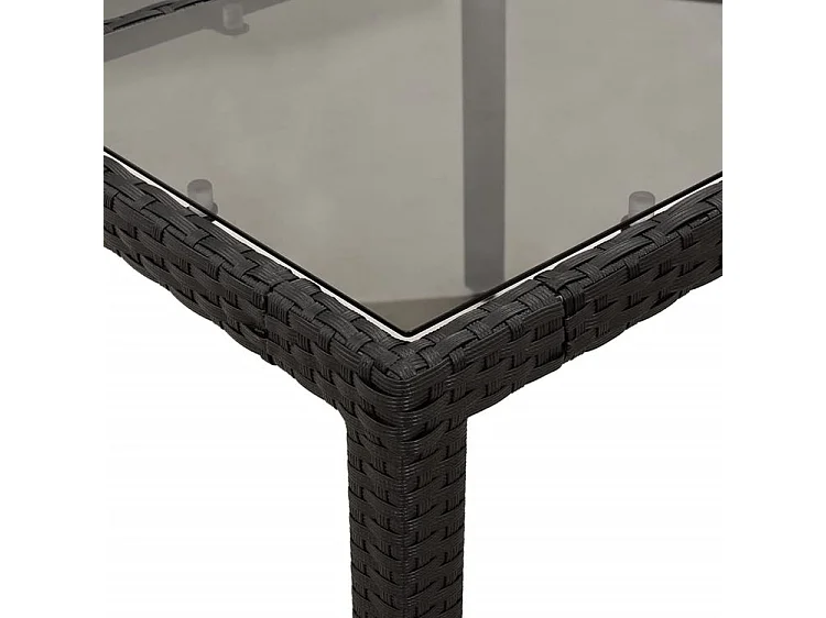 Ensemble à manger de jardin et coussins 5 pcs noir rotin verre