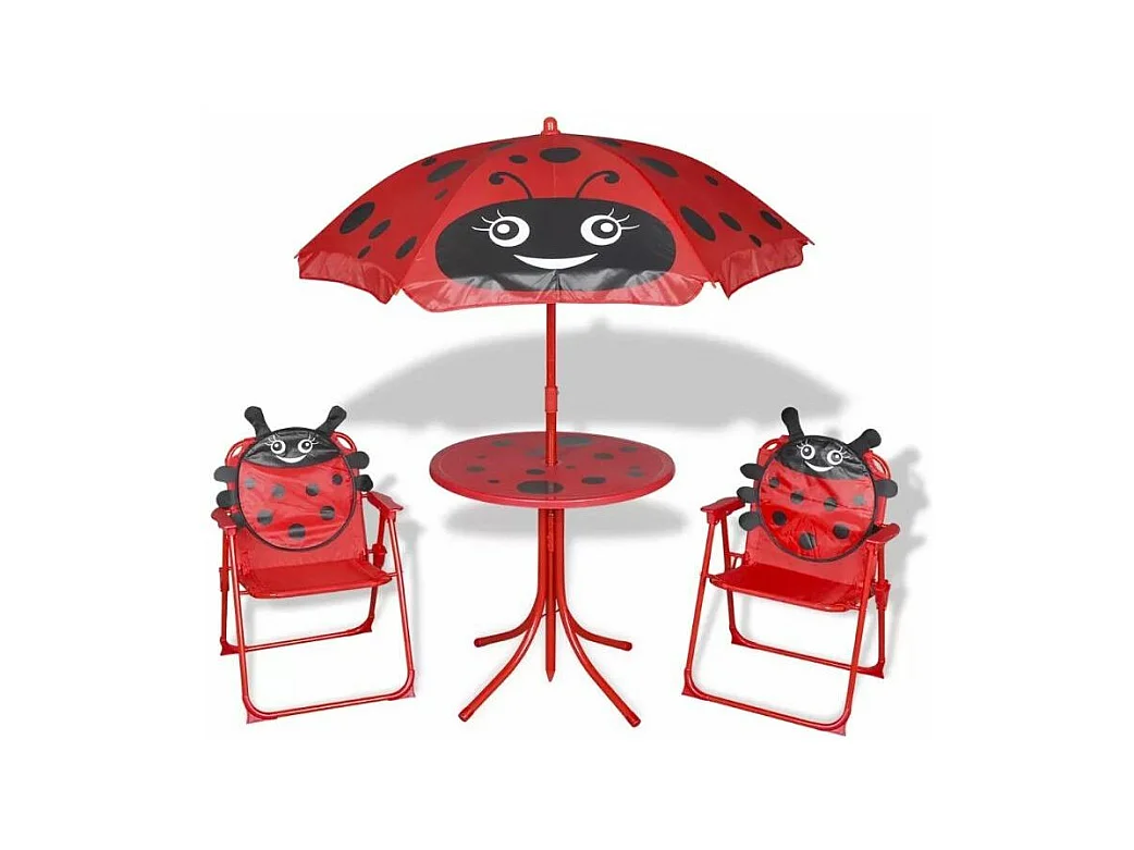 Table ronde et 2 chaises de jardin pour enfant métal rouge Stacy