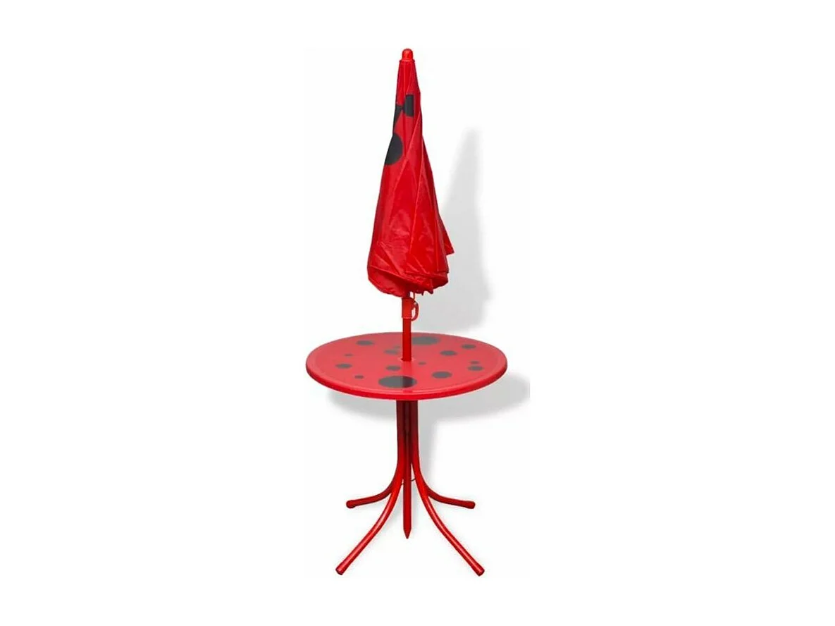 Table ronde et 2 chaises de jardin pour enfant métal rouge Stacy