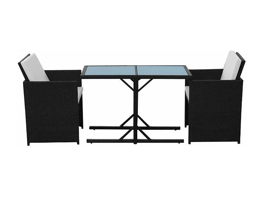 Table rectangulaire et chaises de jardin résine tressée noir Iris