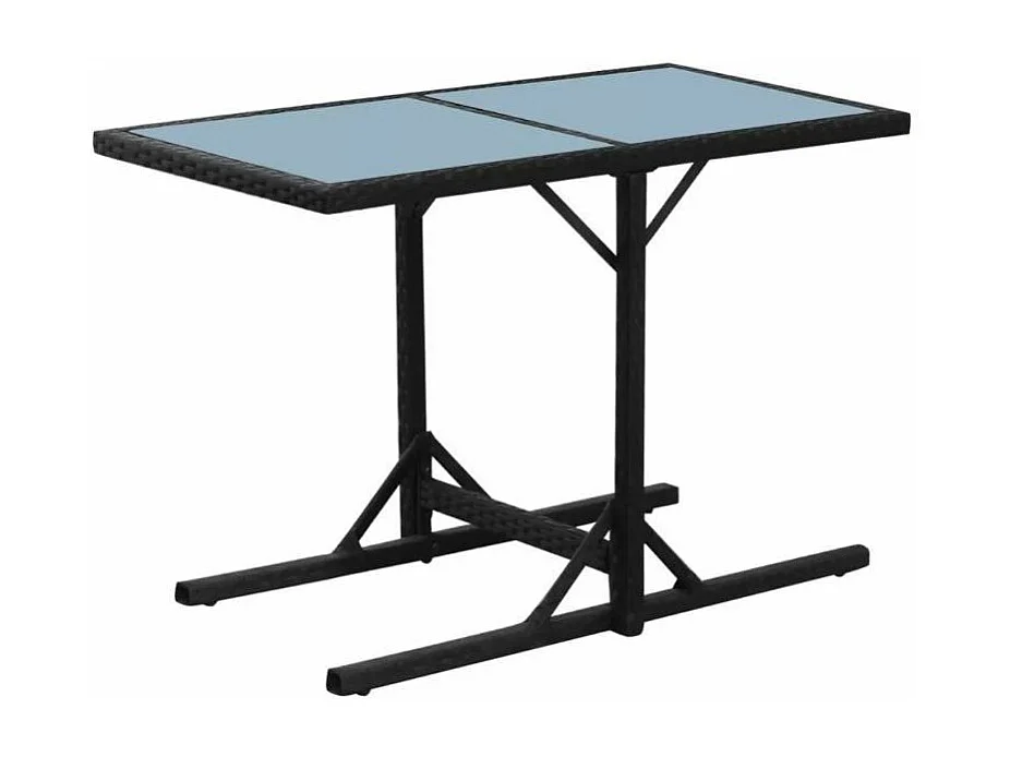 Table rectangulaire et chaises de jardin résine tressée noir Iris