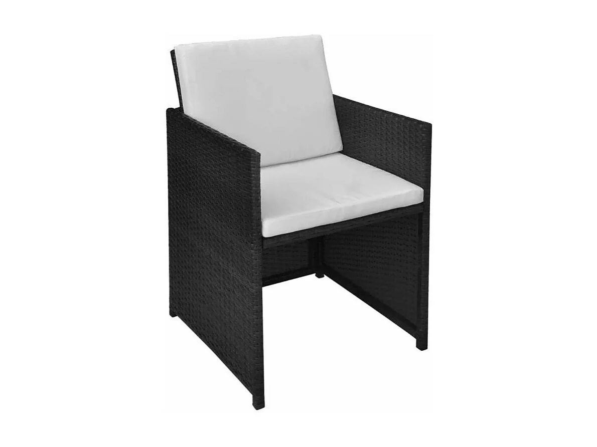 Table rectangulaire et chaises de jardin résine tressée noir Iris