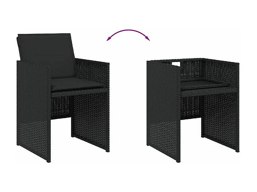 Ensemble à manger de jardin 13 pcs coussins noir résine tressée