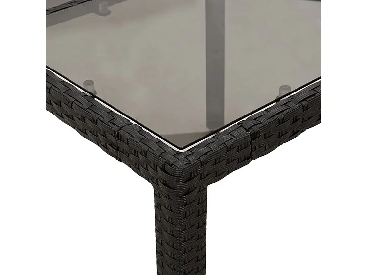 Ensemble à manger de jardin et coussins 3 pcs noir rotin verre