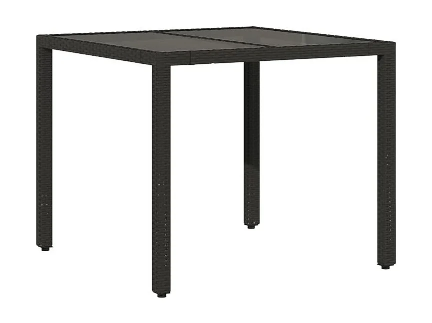 Ensemble à manger de jardin et coussins 3 pcs noir rotin verre