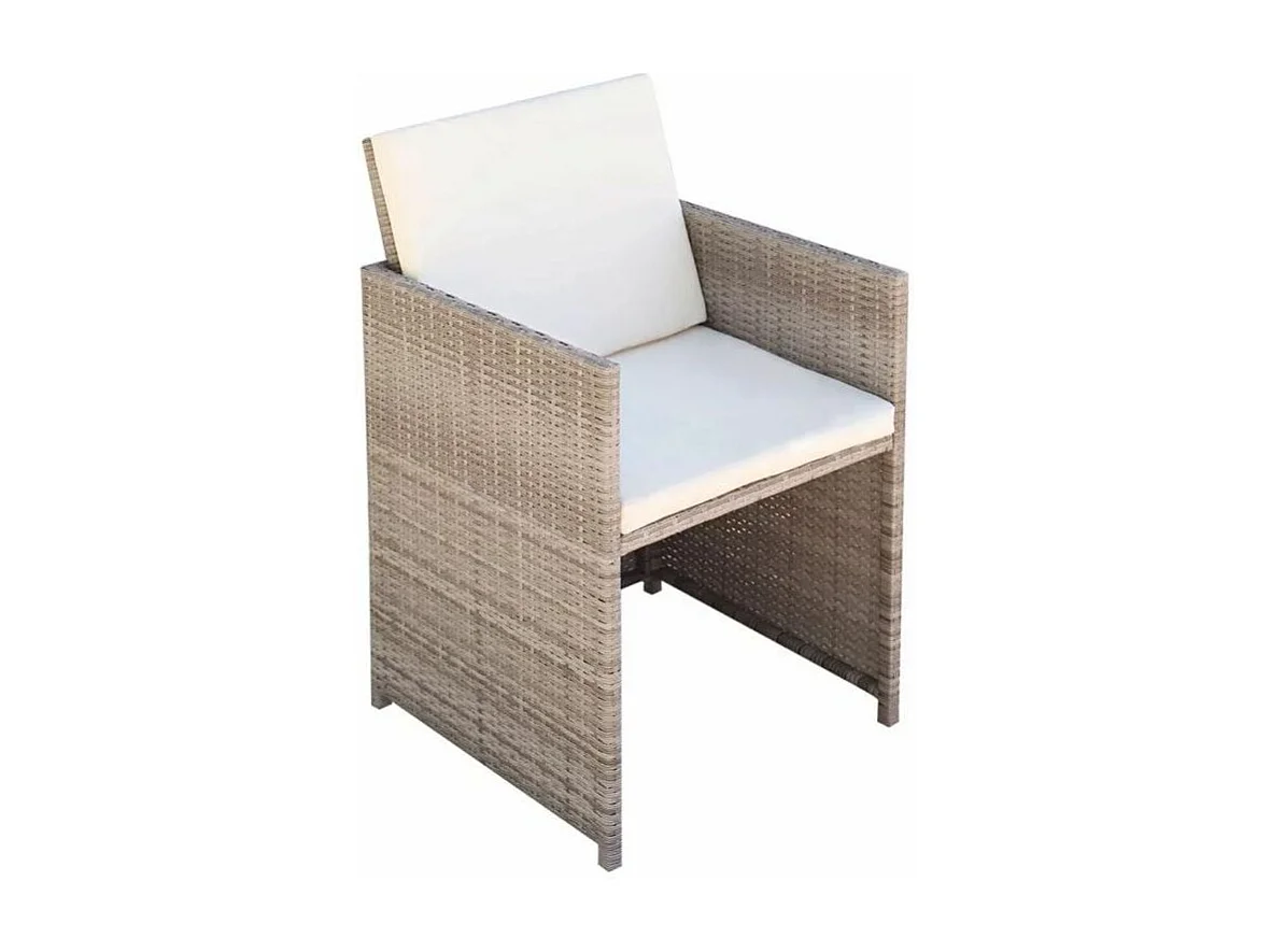 Table rectangulaire et 10 chaises de jardin résine tressée beige Iris