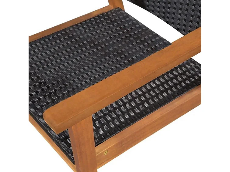 Table carrée et 4 chaises de jardin acacia clair et résine tressée Vidot