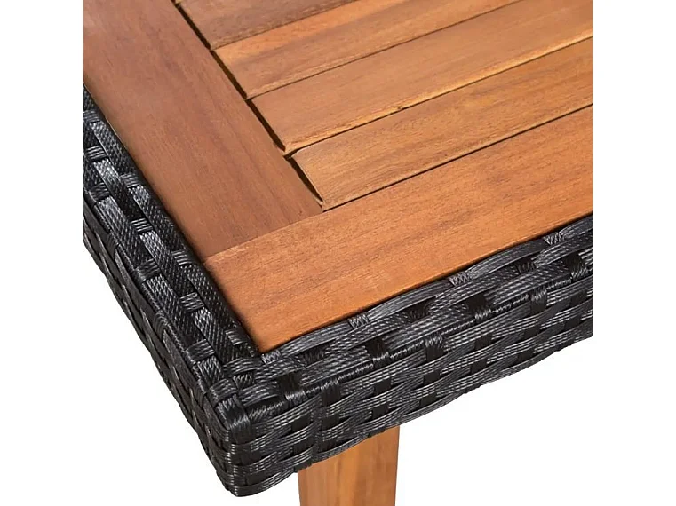 Table carrée et 4 chaises de jardin acacia clair et résine tressée Vidot