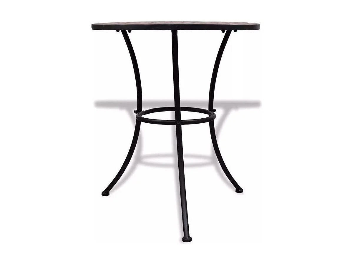 Table ronde et 2 chaises de jardin mosaïquées noir et marron Mel