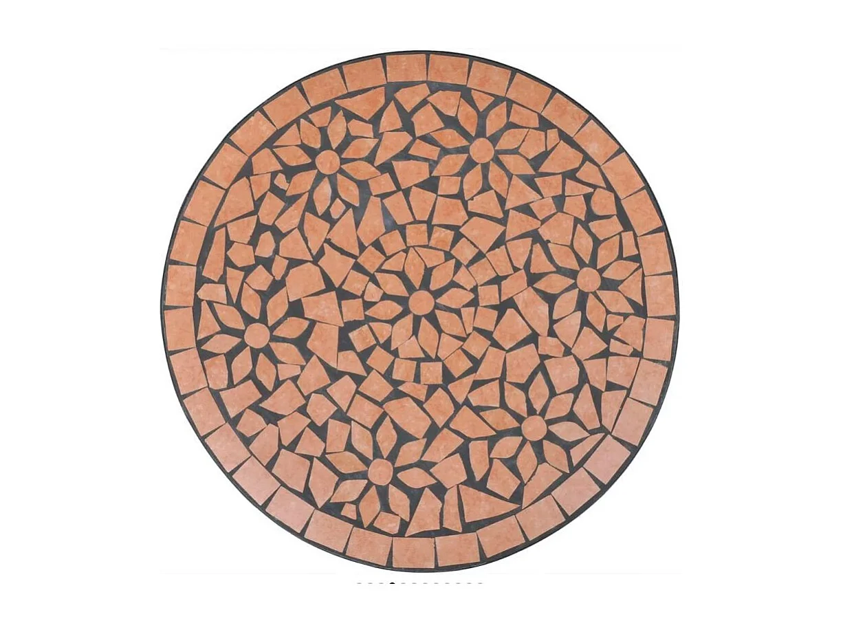 Table ronde et 2 chaises de jardin mosaïquées noir et marron Mel