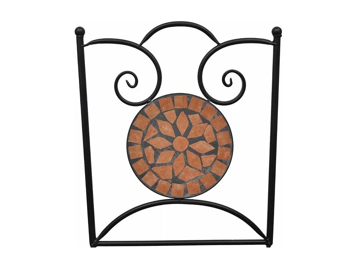 Table ronde et 2 chaises de jardin mosaïquées noir et marron Mel