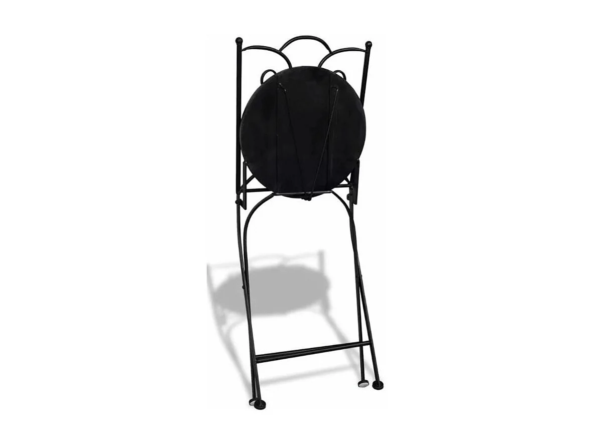 Table ronde et 2 chaises de jardin mosaïquées noir et marron Mel