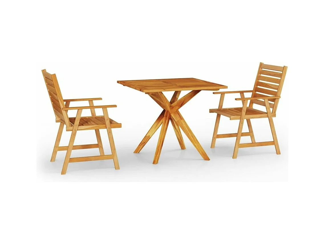 Ensemble de salle à manger de jardin 3 pcs Bois d'acacia solide 4