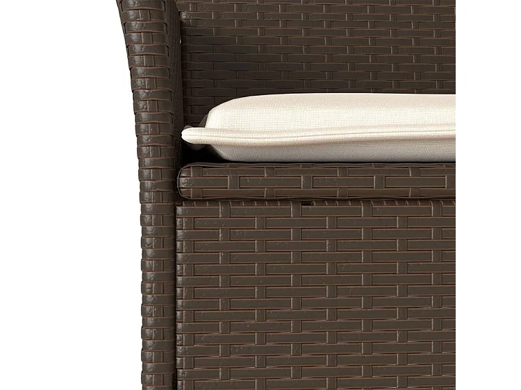 Ensemble à manger de jardin et coussins 5pcs marron rotin verre