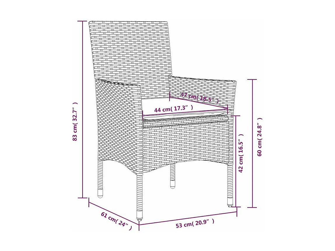 Ensemble à manger de jardin et coussins 9pcs marron rotin verre