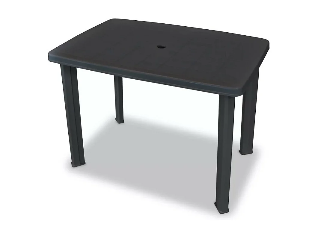 Table rectangulaire et 2 chaises de jardin plastique anthracite Camille