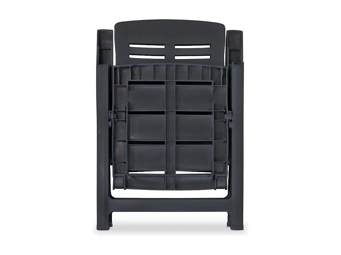 Table rectangulaire et 2 chaises de jardin plastique anthracite Camille