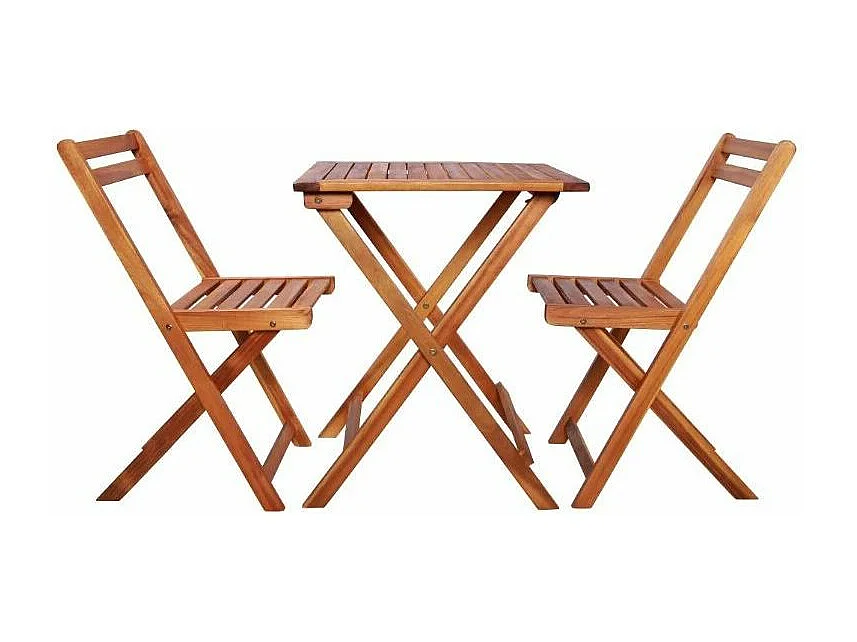 Table carrée et 2 chaises de jardin acacia clair Polina