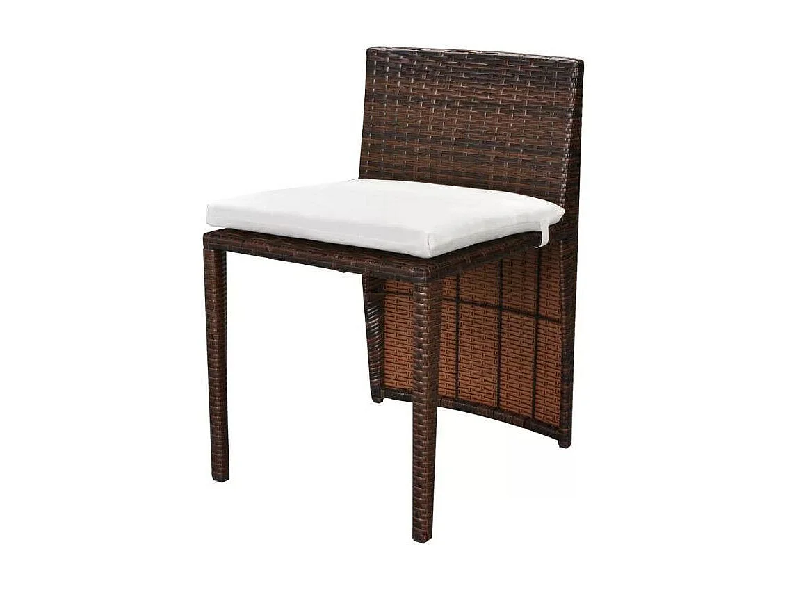 Table rectangulaire et 2 chaises de jardin métal et résine tressée marron Leila