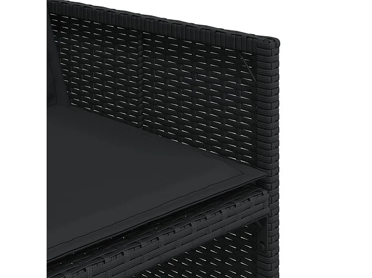 Ensemble à manger de jardin coussins 7pcs Noir Résine tressée