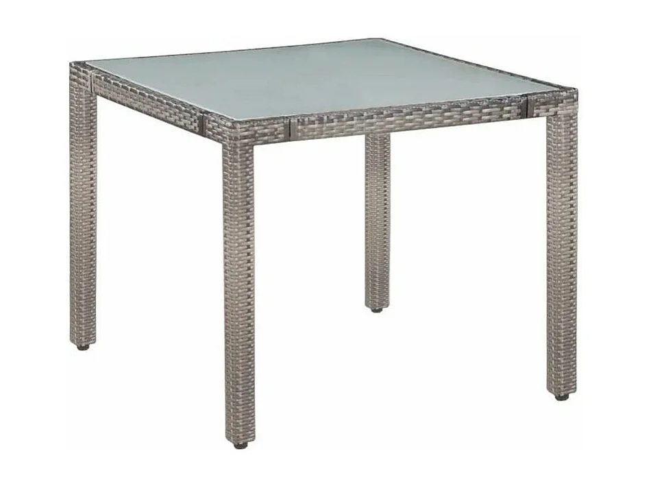Table carrée et 4 chaises de jardin résine tressée gris Mik