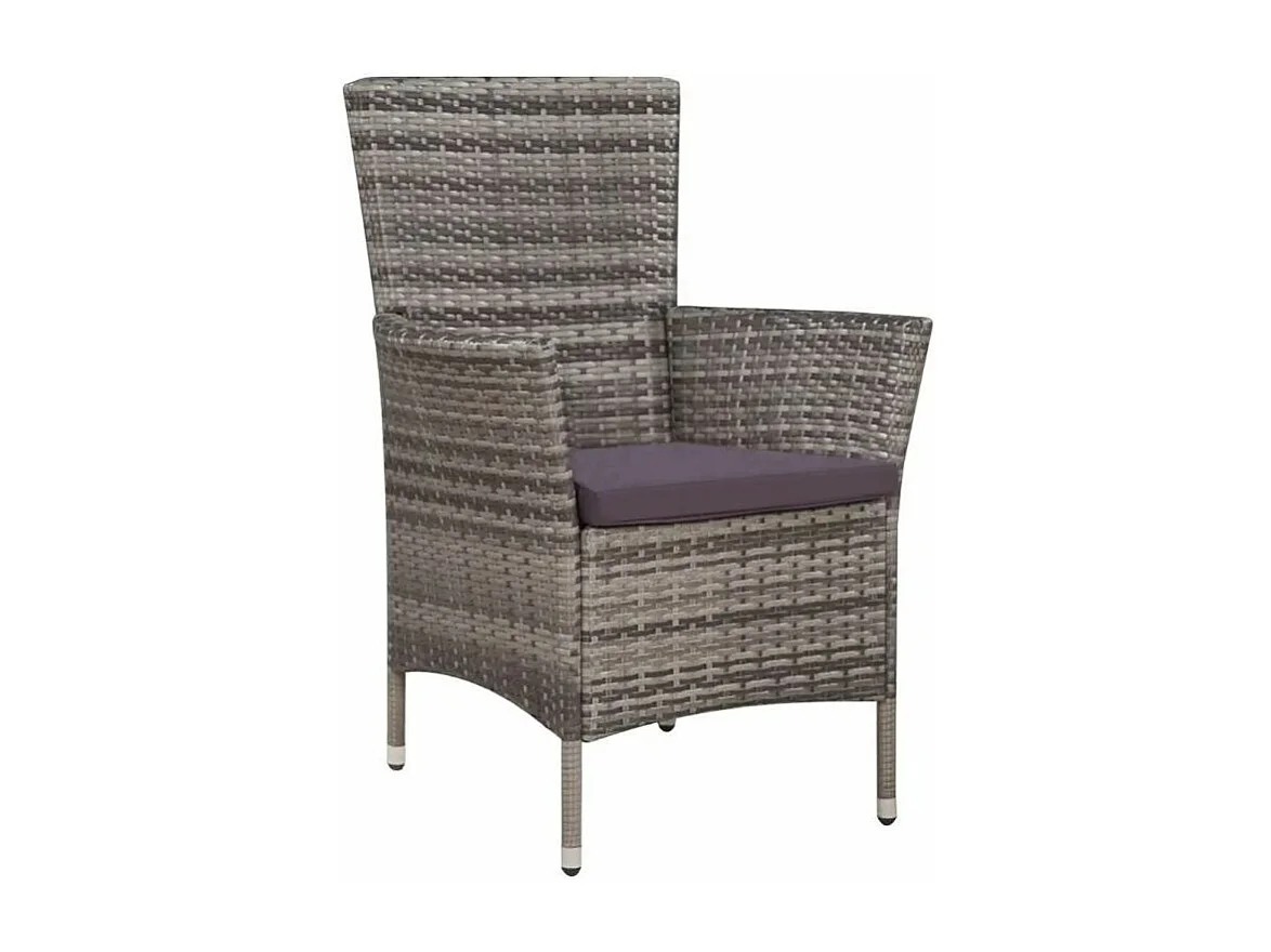 Table carrée et 4 chaises de jardin résine tressée gris Mik