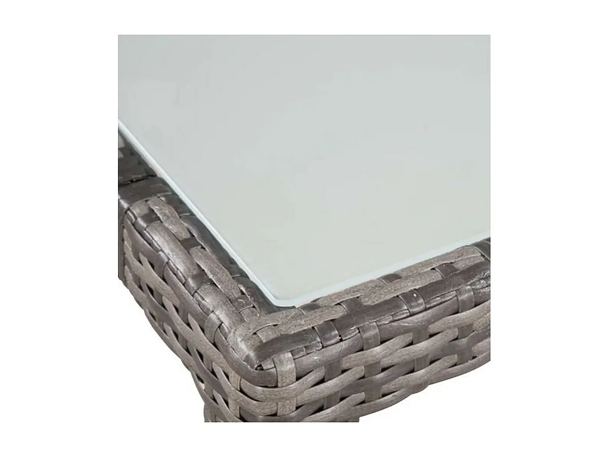 Table carrée et 4 chaises de jardin résine tressée gris Mik