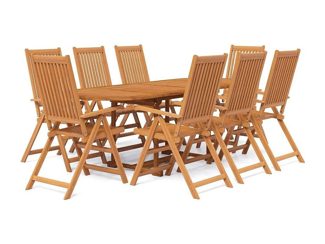 Ensemble de salle à manger de jardin 9 pcs Bois d'acacia massif 2