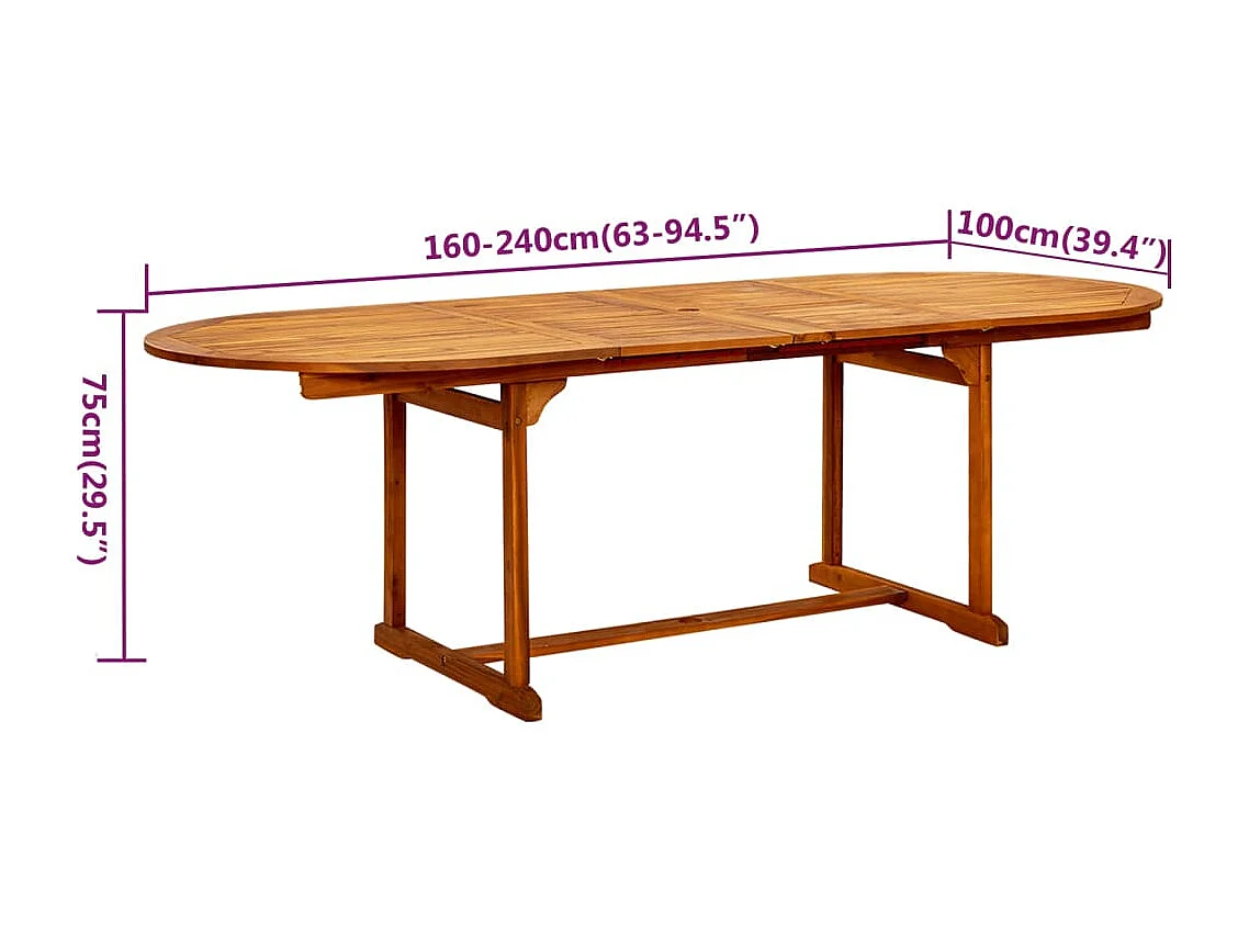 Ensemble de salle à manger de jardin 9 pcs Bois d'acacia massif 2