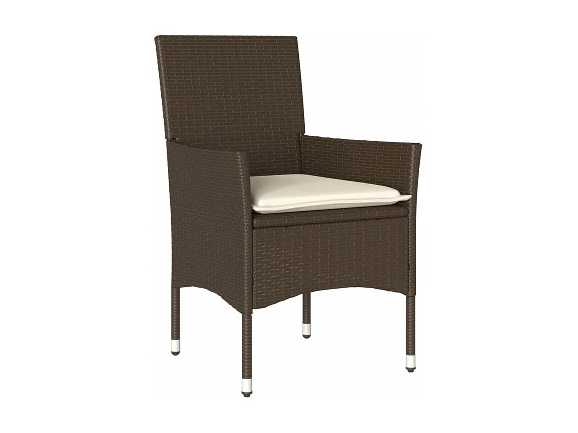 Ensemble à manger de jardin et coussins 3pcs marron rotin verre