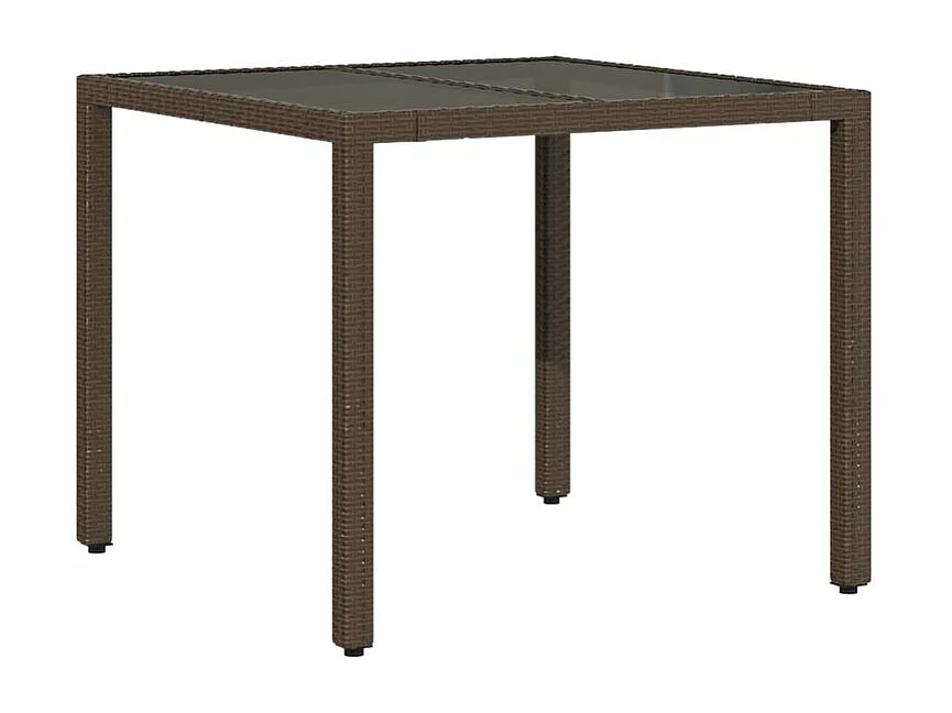 Ensemble à manger de jardin et coussins 3pcs marron rotin verre